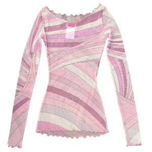 Emilio Pucci Iride Print Tulle Top, IT 38 / US 2